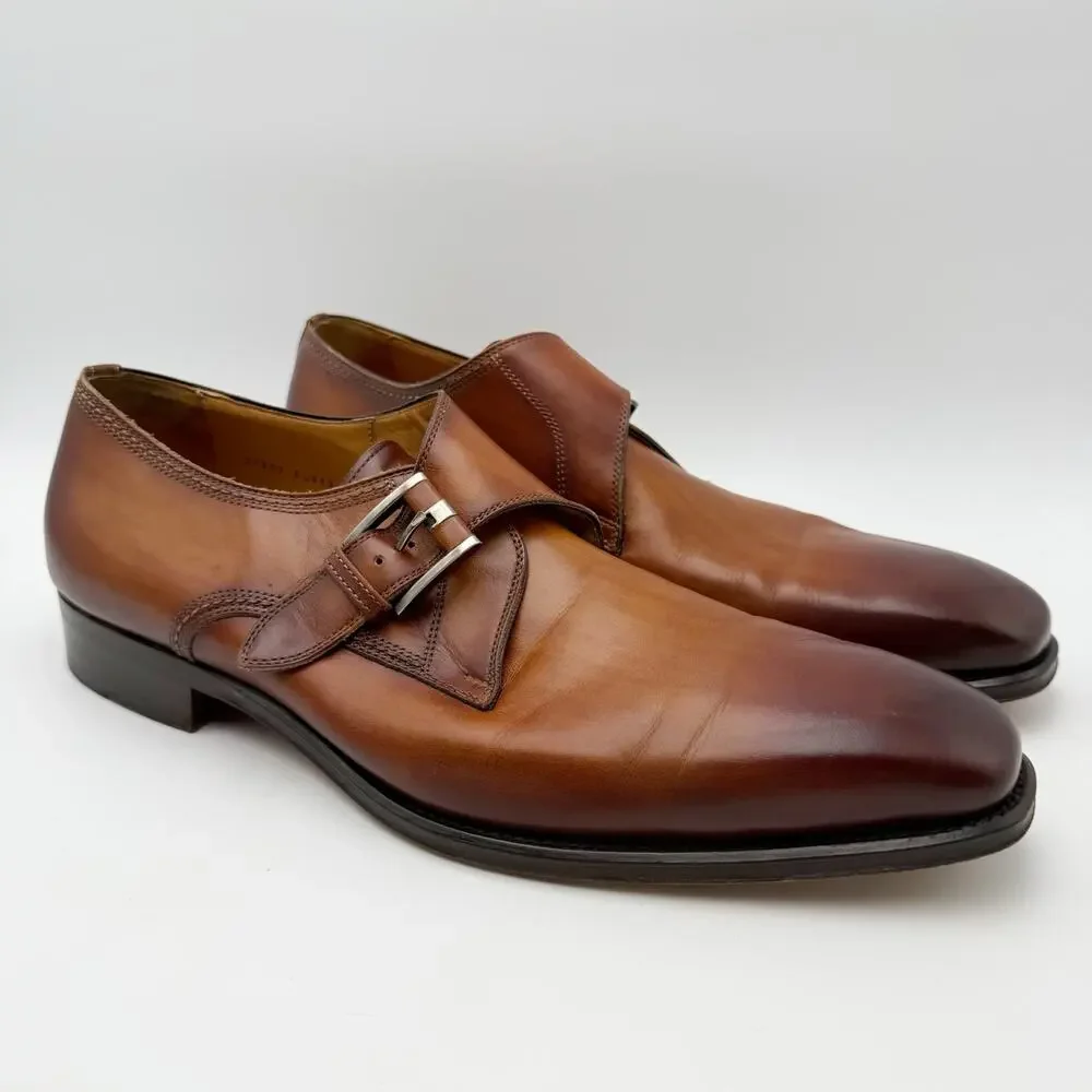 Magnanni Mens Marco ll Dress Monk Shoes US 11.5 Brown Leather EUC